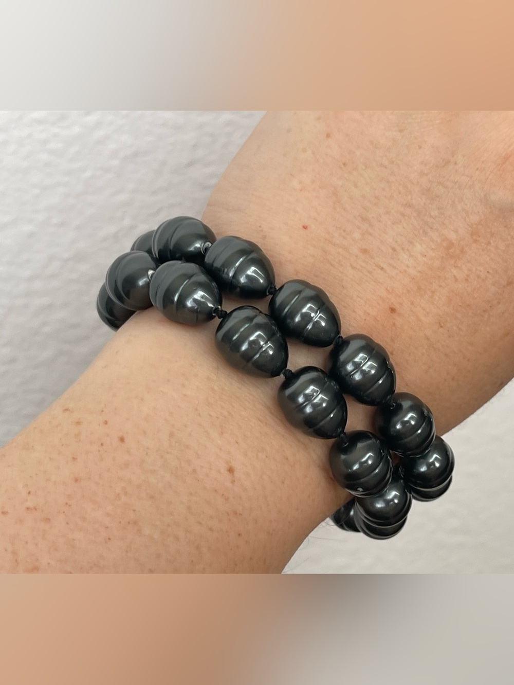 Chinese good fortune, luck sterling silver 925 clasp black pearl bracelet